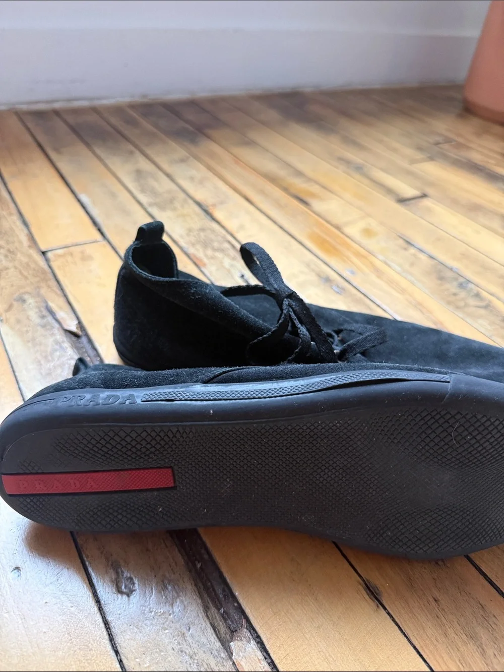 Men's Prada Black Suede Lace-Up Shoes